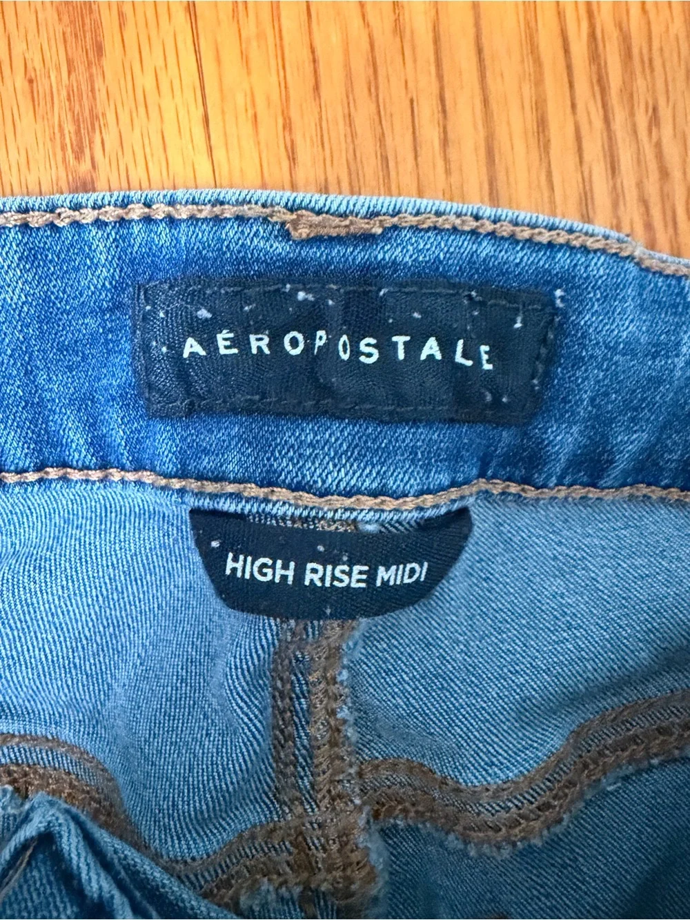 Aeropostale Distressed Rolled Cuff Denim Shorts - Blue